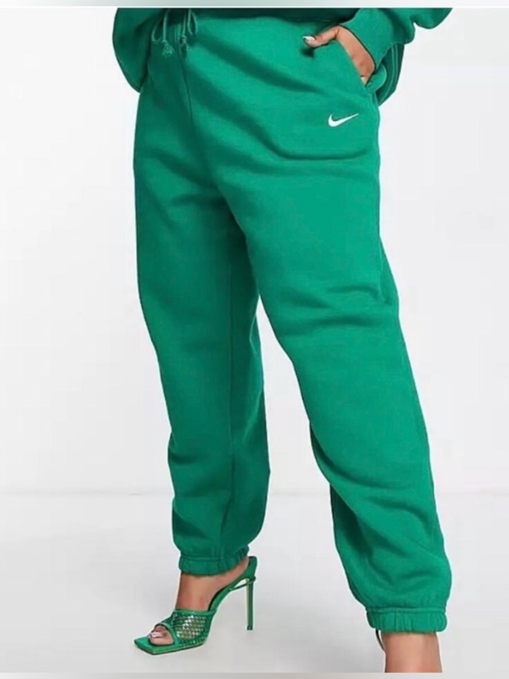 Nike Phoenix Fleece High-Waisted Sweatpants Emerald Kelly Green Size Small